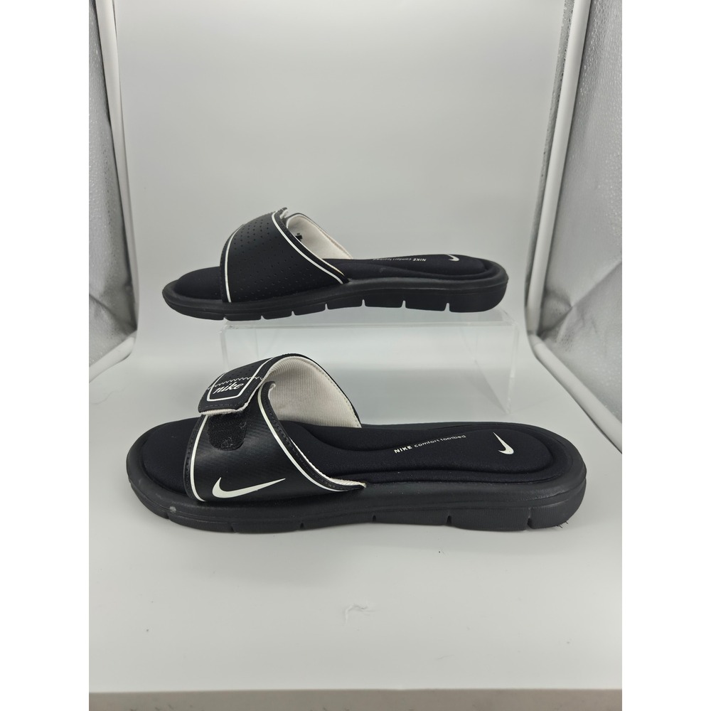 Nike Comfort Footbed Slides Black White Adjustable Strap Sandals Sz 9 Active